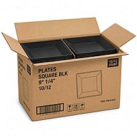 Plates Square BLK 9" 1/4" 10/12