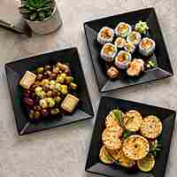 Plates Square BLK 9" 1/4" 10/12