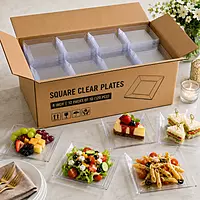 Plates Square Clear 6" 12/10