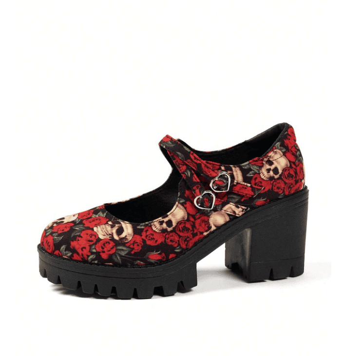 Platform Loafers(Skull & Rose) NEW