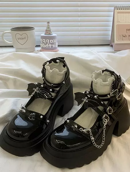 Heels Gothic Bat Mary Jane NEW