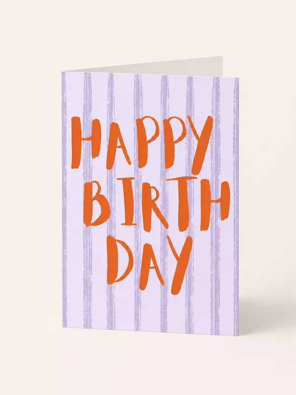 Happy Birthday Brushtrokes Stripes Card A5