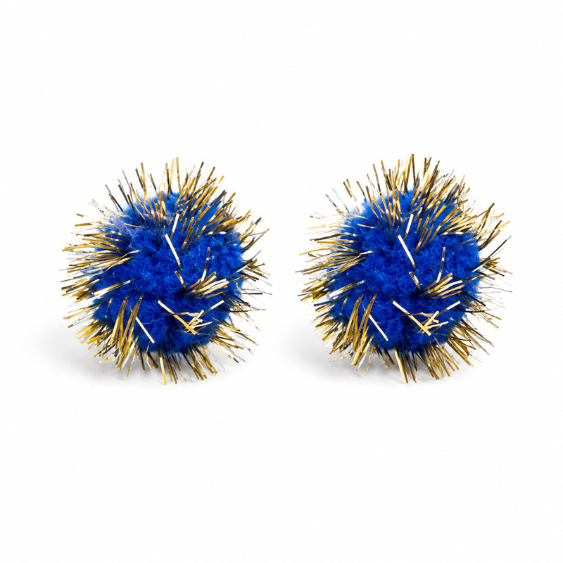 Pompones Metalizado 20Mm Azul Paquete X 100 Unidades