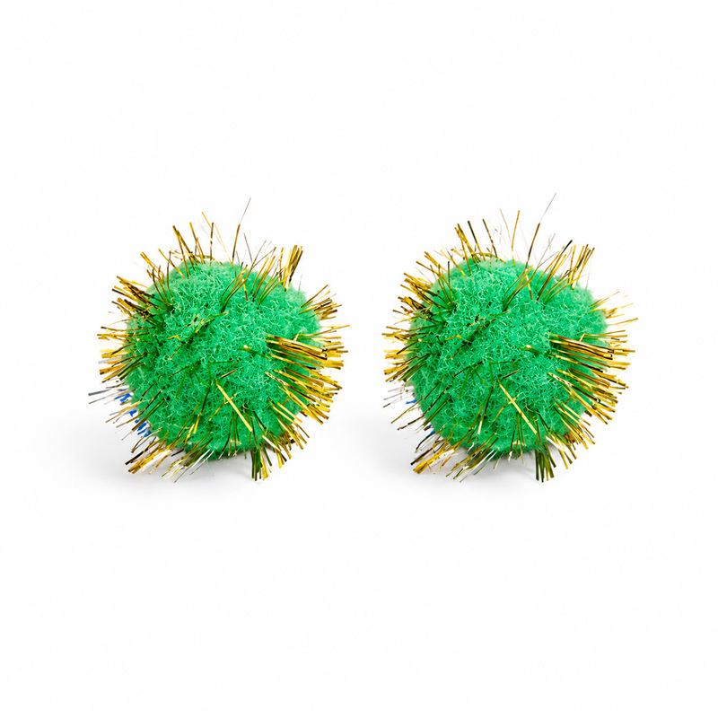 Pompones Metalizado 20Mm Verde  Paquete X 100 Unidades
