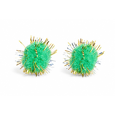 Pompones Metalizados 13Mm Verdes  Paquete X 200 Unidades