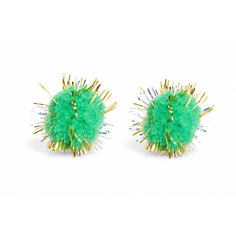 Pompones Metalizados 13Mm Verdes  Paquete X 200 Unidades