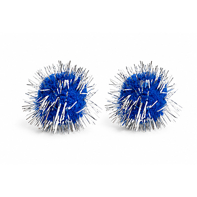 Pompones Metalizados 25Mm Azul  Paquete X 50 Unidades