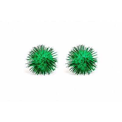 Pompones Metalizados 40Mm Verde Paquete X 25 Unidades