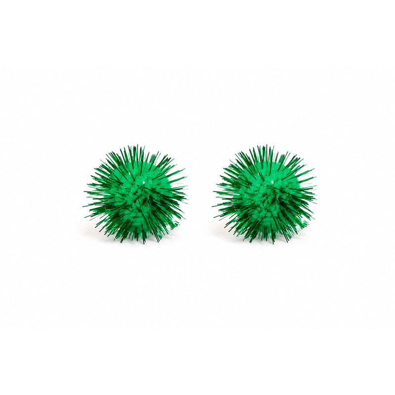Pompones Metalizados 40Mm Verde Paquete X 25 Unidades