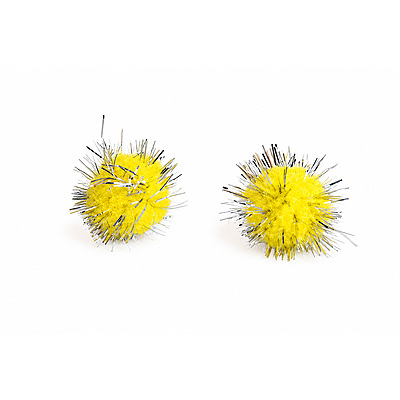 Pompones Metalizado 13Mm Amarillos  Paquete X 200 Unidades