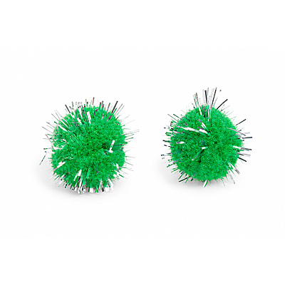 Pompones Metalizado 25Mm Verde Paquete X 50 Unidades