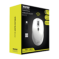 Port Connect Silent 1600DPI 3 Button Wireless Mouse - White