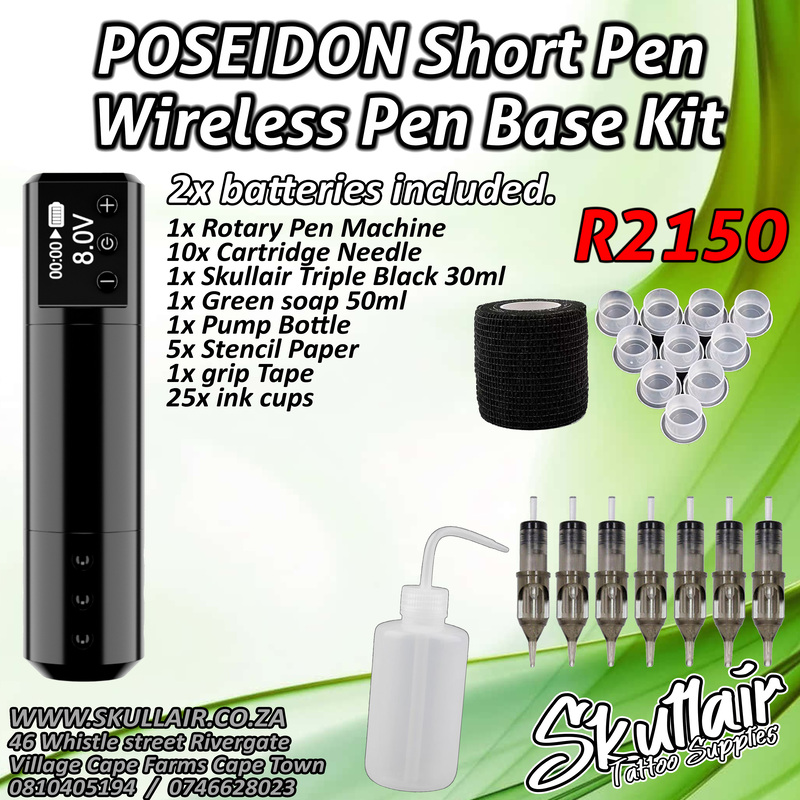 Poseidon short pen wireless tattoo pen + extra battery Base Kit Poseidon short pen wireless tattoo pen + extra battery Base Kit
