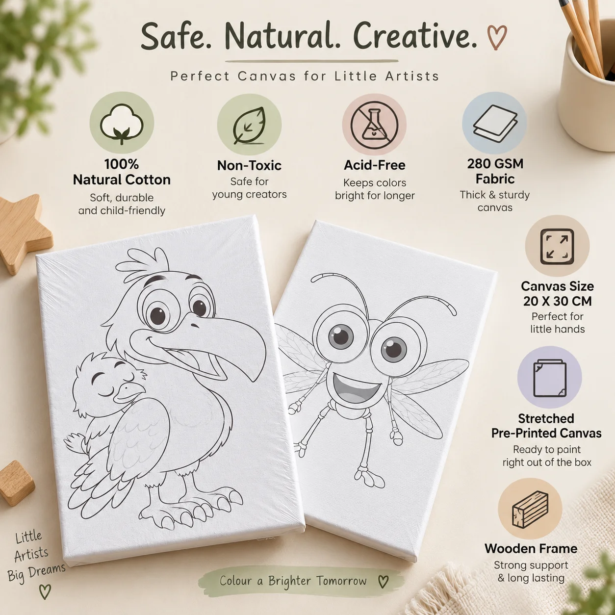 Artist Canvas – Pre-Printed Set of 2 | 20 × 30 CM