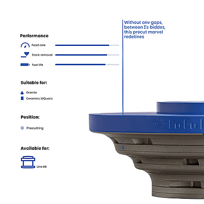Marmo Elettromeccanica Profile Wheel - Line 60, P0 Precut, Razorstone, B30 PFD DEC Bore 35 Marmo Elettromeccanica Profile Wheel - Line 60, P0 Precut, Razorstone, B30 PFD DEC Bore 35