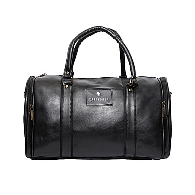 Premium Carthorse Black Leather Duffle Bag