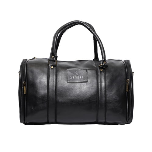 Premium Carthorse Black Leather Duffle Bag
