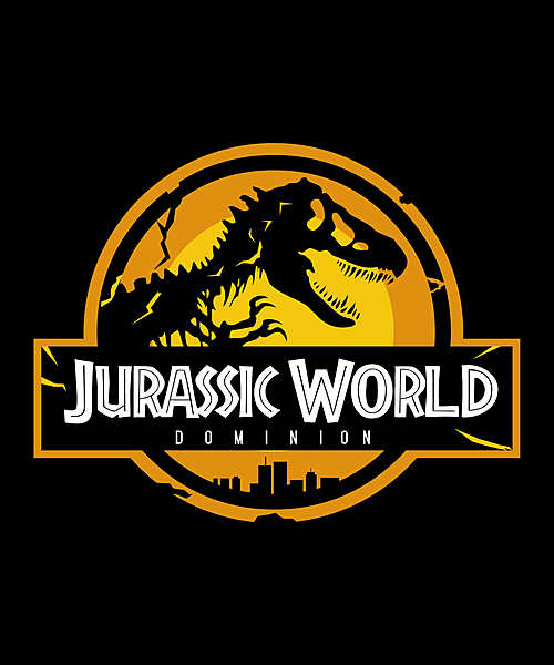 Jurassic Dominion Logo – Classic Dinosaur Parody Black T-Shirt