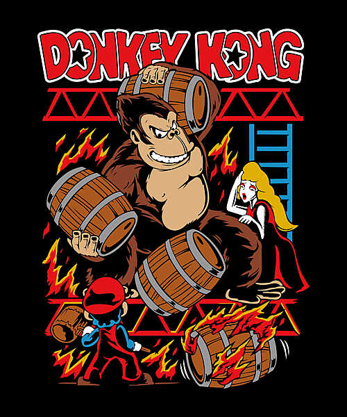 Barrel Kong – Classic Arcade Parody Black T-Shirt