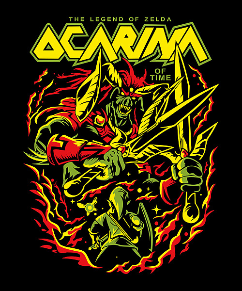 Ocarina of Time Showdown – Fantasy Adventure Parody Black T-Shirt