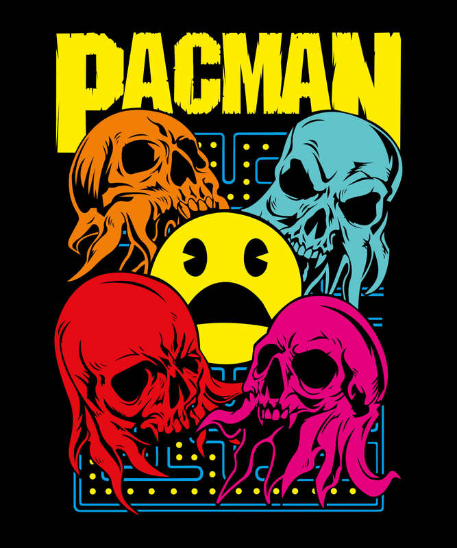 Pac Maze Terror – Arcade Horror Parody Black T-Shirt