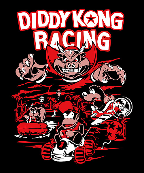 Kong Kart Racer – Diddy Racing Parody Black T-Shirt