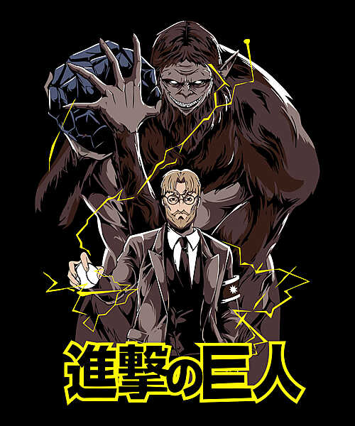 Beast Titan & Scientist – Attack Parody Anime Black T-Shirt