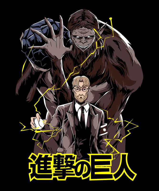 Beast Titan & Scientist – Attack Parody Anime Black T-Shirt