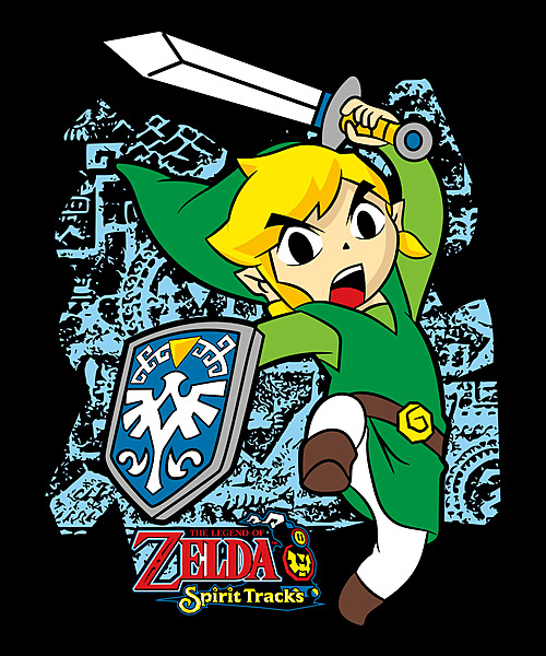 Spirit Tracks Hero – Zelda Adventure Parody Black T-Shirt