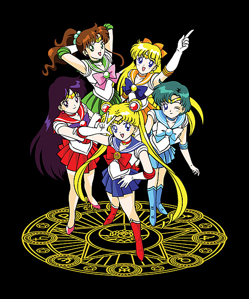 Magical Guardians Squad – Sailor Team Parody Black T-Shirt