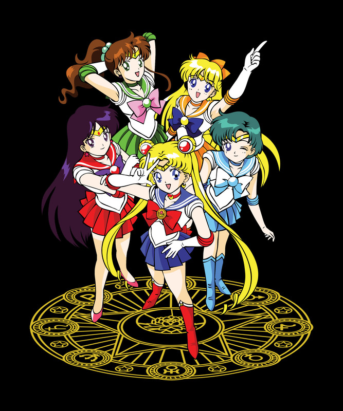 Magical Guardians Squad – Sailor Team Parody Black T-Shirt