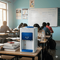 Atlantis Prime countertop model with a blue and red color-coded water dispensing system. Atlantis Prime countertop model with a blue and red color-coded water dispensing system.