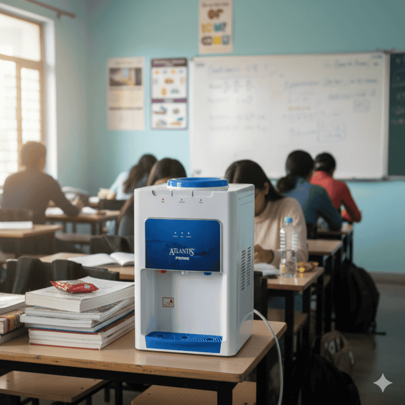 Atlantis Prime countertop model with a blue and red color-coded water dispensing system.