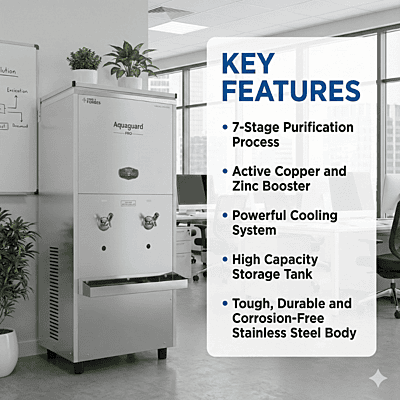 Reliable Aquaguard Pro Pure Chill 80 SS water cooler for high-traffic areas. Reliable Aquaguard Pro Pure Chill 80 SS water cooler for high-traffic areas.