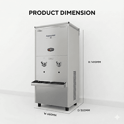 Dimension of Aqua guard Pro Pure Chill 80 SS RO+UV+CUZN Commercial Water Cooler Dimension of Aqua guard Pro Pure Chill 80 SS RO+UV+CUZN Commercial Water Cooler