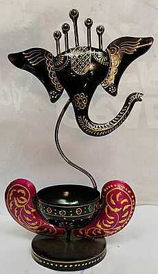 iron ganesha T-light candle holder black