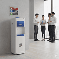 Atlantis Prime water dispenser highlighting the ergonomic height for easy water access. Atlantis Prime water dispenser highlighting the ergonomic height for easy water access.