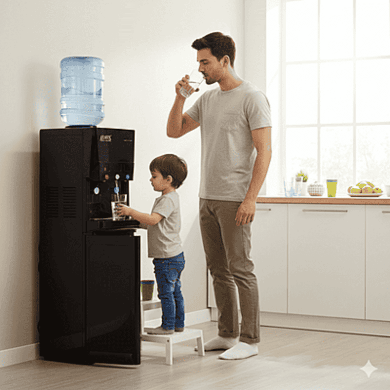 Atlantis Blaque dual-tap water dispenser with lower 18L cooling unit.