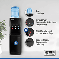 High-performance Atlantis Blaque floor standing water cooler with a built-in storage cabinet.