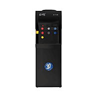 Front view of the Atlantis Blaque upright water cooler featuring dual taps for hot and cold water.