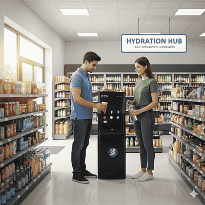 Atlantis Blaque hot and cold bottled water dispenser suitable for homes and corporate breakrooms.