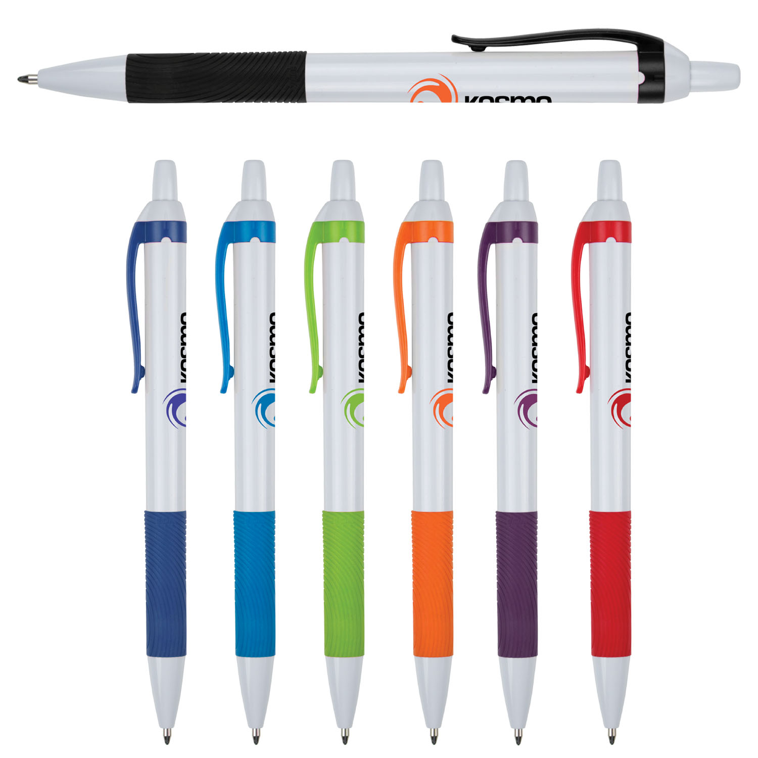 GALAXY WHITE PEN W/ COLORED GRIPPER & ACCENTS