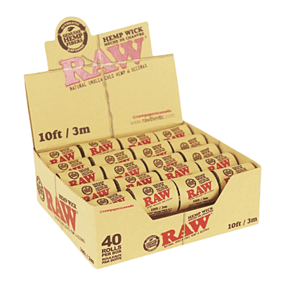 Accesorios mecha de cañamo RAW 3 mts - Caja (40 pzas)