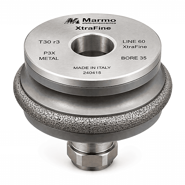 Marmo Elettromeccanica XtraFine Profile Wheel - Line 60, P3X Metal, XtraFine, T30/r3, Bore 35 Fitting