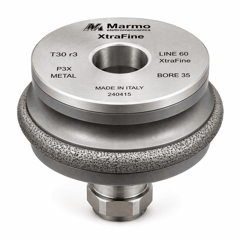 Marmo Elettromeccanica XtraFine Profile Wheel - Line 60, P3X Metal, XtraFine, T30/r3, Bore 35 Fitting