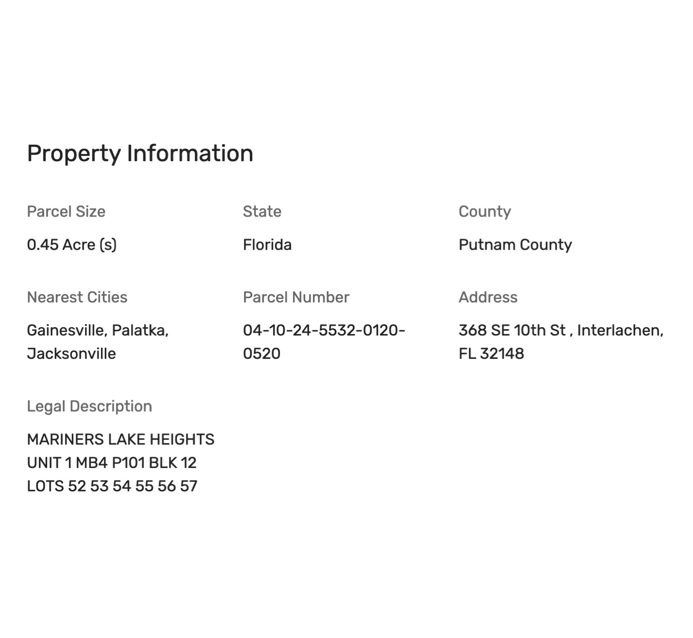 368 SE 10th Street - Affordable .45 Acre Lot in Interlachen