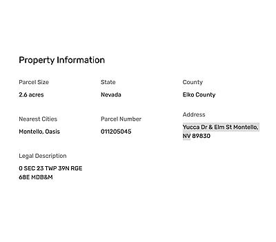Yucca Dr & Elm St - Affordable Vacant 2.6 Acre Lot in Montello, NV