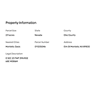 Elm St - Affordable Vacant 2.9 Acre Lot in Montello, NV