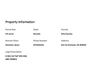 Elm St - Affordable Vacant 2.9 Acre Lot in Montello, NV