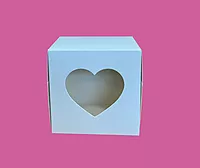 Caja Kraft Blanca Corazón con Ventana